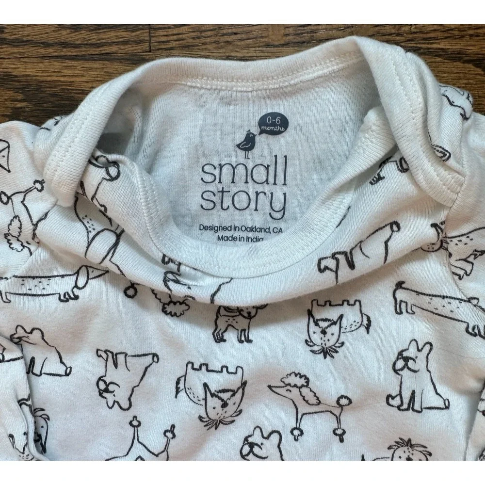 Small Story & KB Baby Sleep Gown Bundle 0-6M Dog Stripe Green 3pc Set